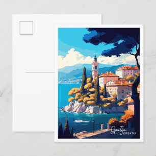 Opatija Kroatien Reisen Vintage Illustration Postkarte