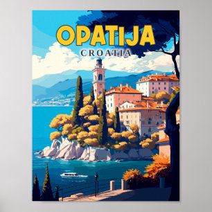 Opatija Kroatien Vintage-Reiseillustration Poster