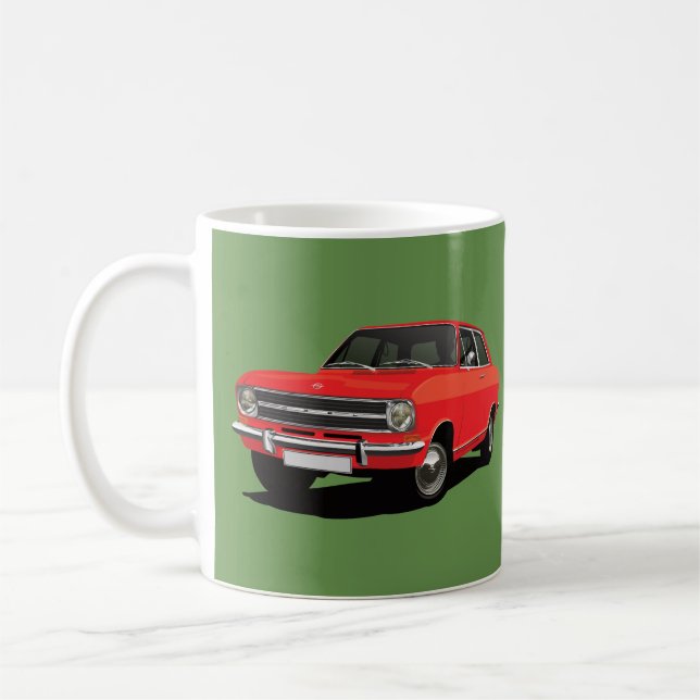 Opel Kadett B sedan, 2x rote Bilder - Kaffeetasse (Links)