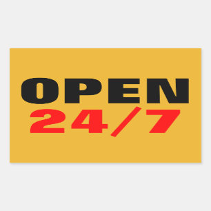 OPEN 24/7 RECHTECKIGER AUFKLEBER