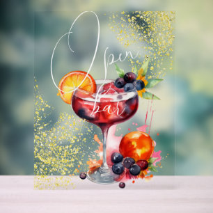 Open Bar Drinks Gold Wedding Acrylschild