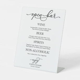 Open Bar Elegante Calligraphy Wedding Sign Sockelschild