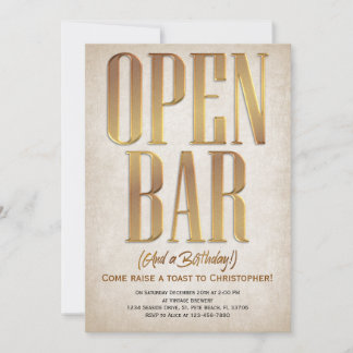 Open Bar Funny Birthday Einladung