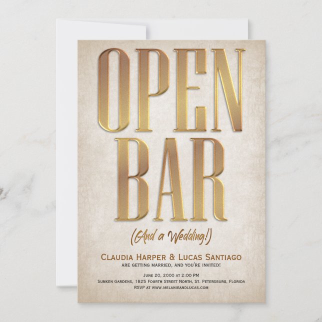 Open Bar Funny Faire-part de mariage (Devant)