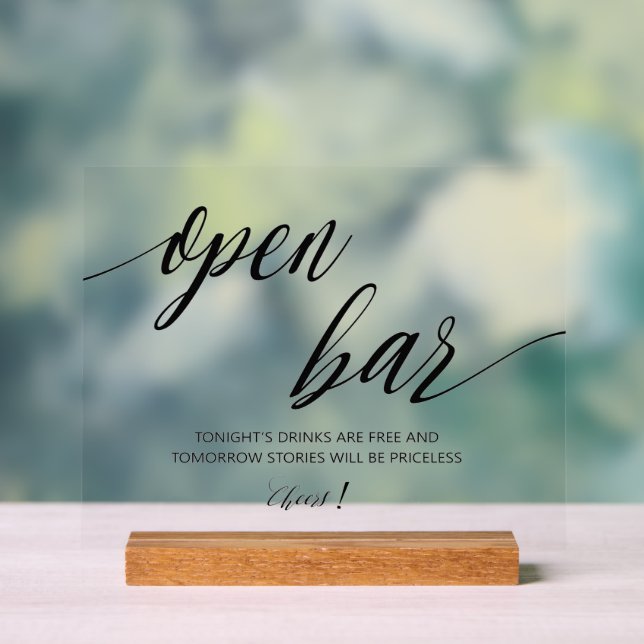 Open Bar Hochzeit  Acrylschild (Neutral)
