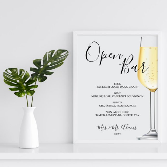 Open Bar Menu Hochzeitszeichen Poster (Von Creator hochgeladen)