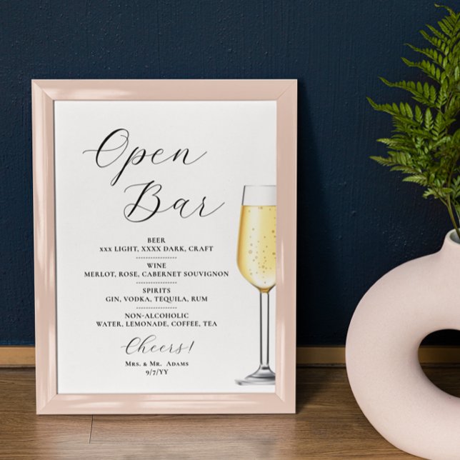 Open bar Menu wedding sign Poster (Créateur téléchargé)