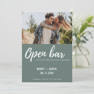 Open Bar Modern Foto Hochzeit Funny Save the Date