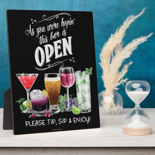 Open Bar Sign - Bitte Tippen Sie auf "Sip" und gen Fotoplatte (Seite)