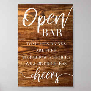 Open Bar Sign Poster