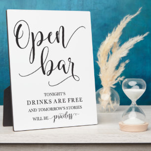Open Bar Wedding Alcohol Sign Fotoplatte
