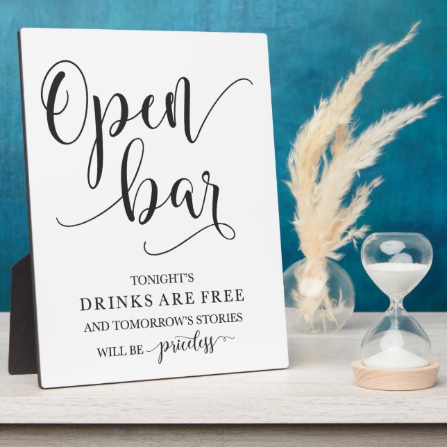 Open Bar Wedding Alcohol Sign Fotoplatte (Seite)