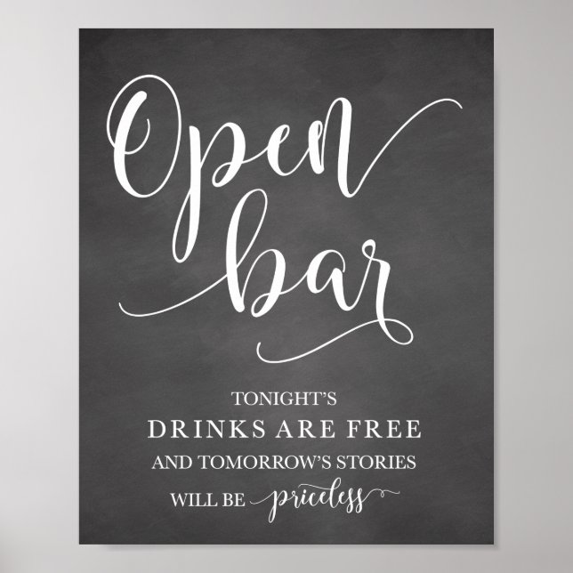 Open Bar Wedding Alcohol Sign Poster (Vorne)
