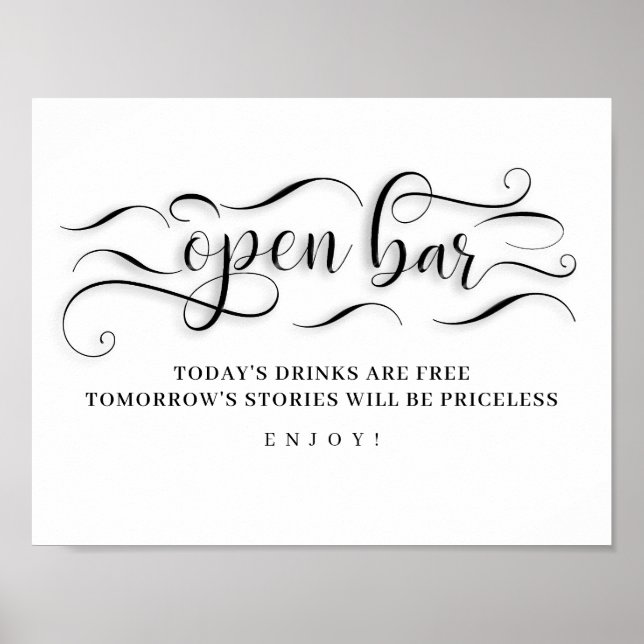 Open Bar Wedding Day Sign Poster (Vorne)