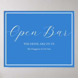 Open Bar Wedding Sign Elegant Modern Calligraphy Poster