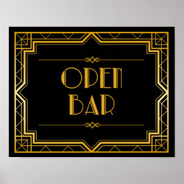 Open Bar Wedding Sign | Gatsby Art Deco Poster