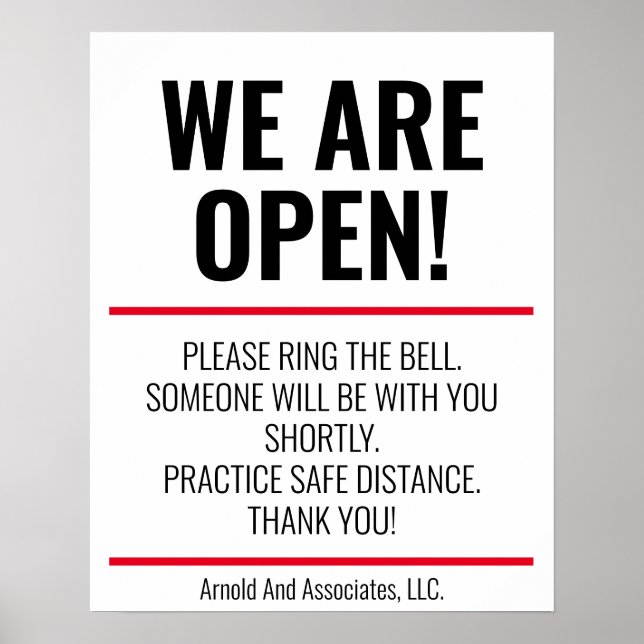 Open Business Sign With Instructions Poster (Vorne)