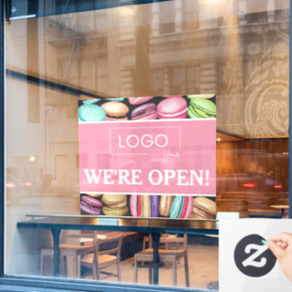 Open for Business | Macaron französische Patisseri Fensteraufkleber