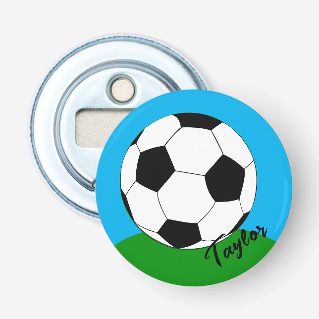 Open for Soccer Fans Mit Monogramm /Football Party Flaschenöffner (Vorderseite)