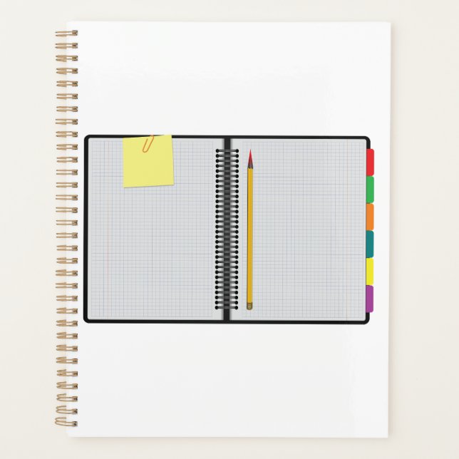 Open Graph Paper Notebook with Pencil (Devant)
