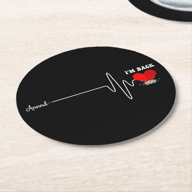 Open Heart Bypass Operation Herzinfarkt Überlebend Runder Pappuntersetzer (Angewinkelt)