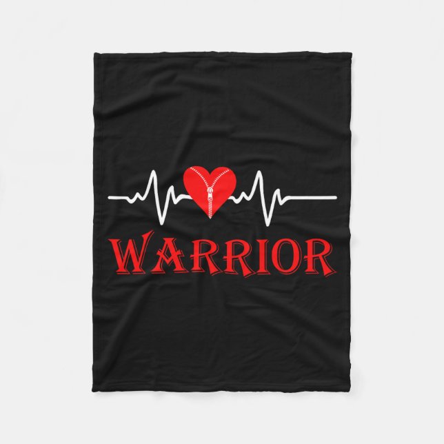 Open Heart Surgery Recovery Survivor Heart Warrior Fleecedecke (Vorderseite)