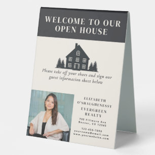 Open House Cream Rustic Immobilienmakler Foto Tischaufsteller