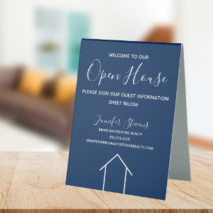 Open House Custom Real Anwesen Company Navy Blue Tischaufsteller