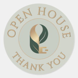 Open House Danke Siegel Logo Aufkleber Salbei + Go