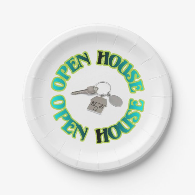 Open House Erwärmung Real Anwesen House Keys Paper Pappteller (Vorderseite)
