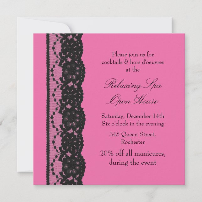 Open House French Lace Fuchsia Einladung (Vorderseite)