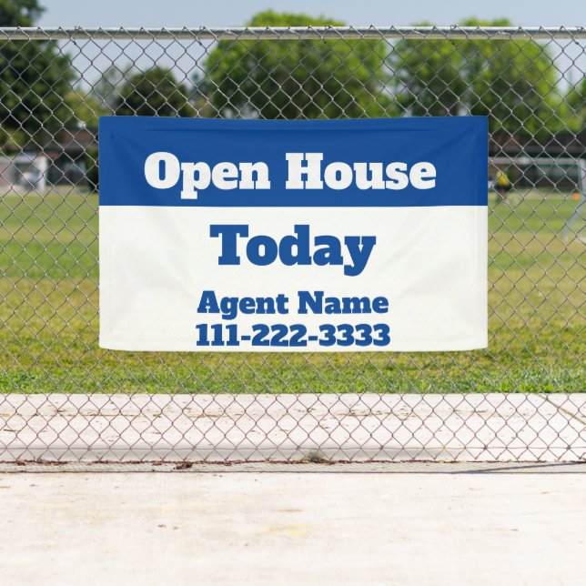Open House Heute Blau und Weiß Real Anwesen Agent Banner (Insitu)