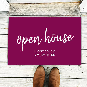 Open House Property Listing Pink Real Anwesen Fußmatte