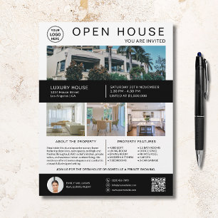 Open House Real Anwesen Broker Logo-Foto QR Flyer