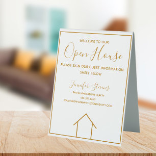 Open House Real Anwesen Company Custom Chic Gold Tischaufsteller