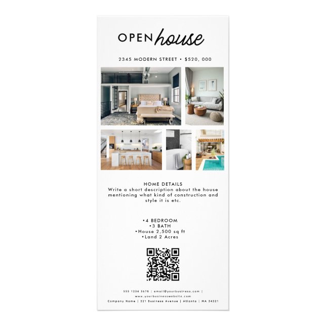 Open House Real Anwesen Nur Marketing Foto aufgeli Werbekarte (Vorne)