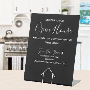 Open House Schwarz-weiß Real Anwesen Agent Custom Sockelschild