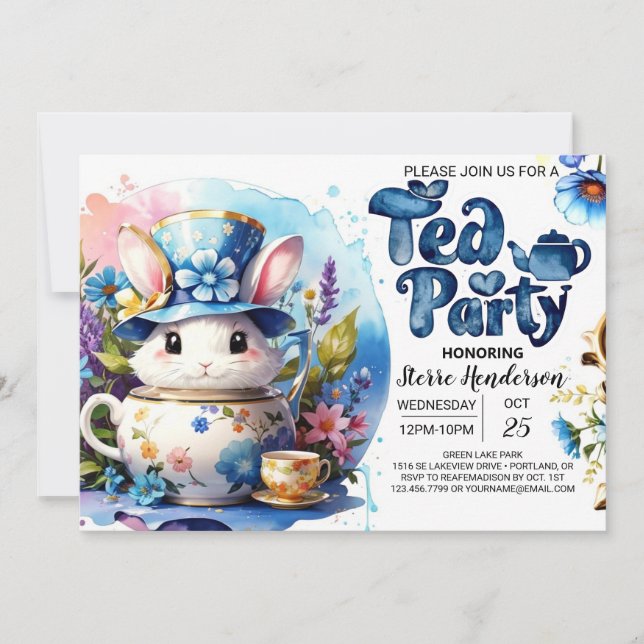 Open House Tea Party: Kinderdusche Einladung (Vorderseite)