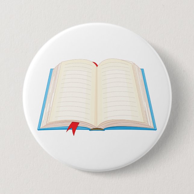 Open Lined Book Red Bookmark Button (Vorderseite)