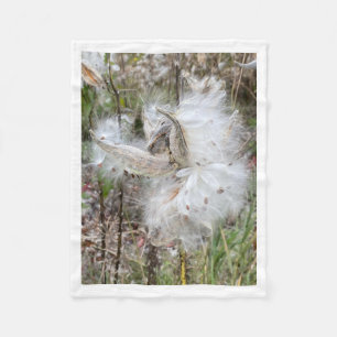 Open Milkweed Pods Samen mit Seide Fleecedecke