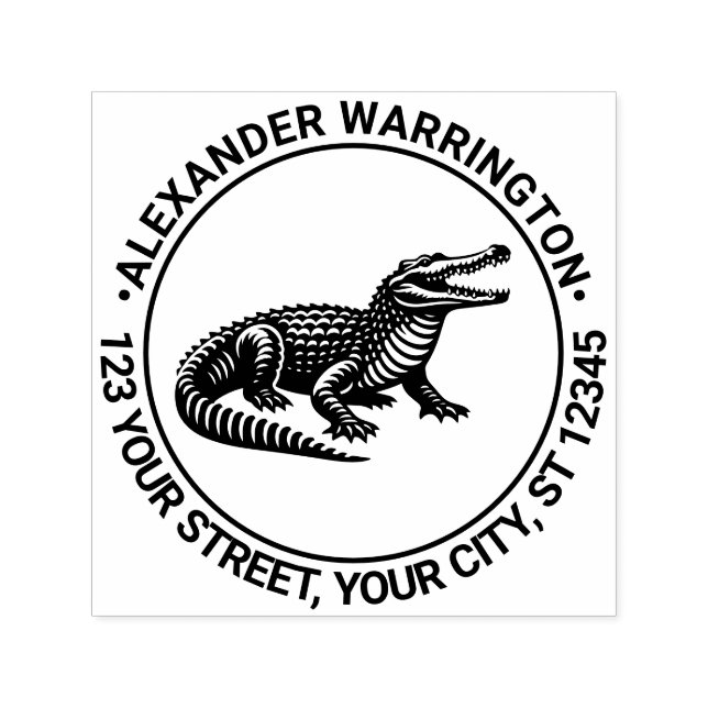 Open Mouth Crocodile Name Rücksendeadresse R Permastempel (Design)
