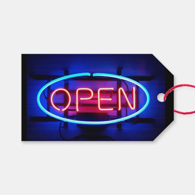 Open Neon Sign Geschenkanhänger (Vorderseite (Horizontal))