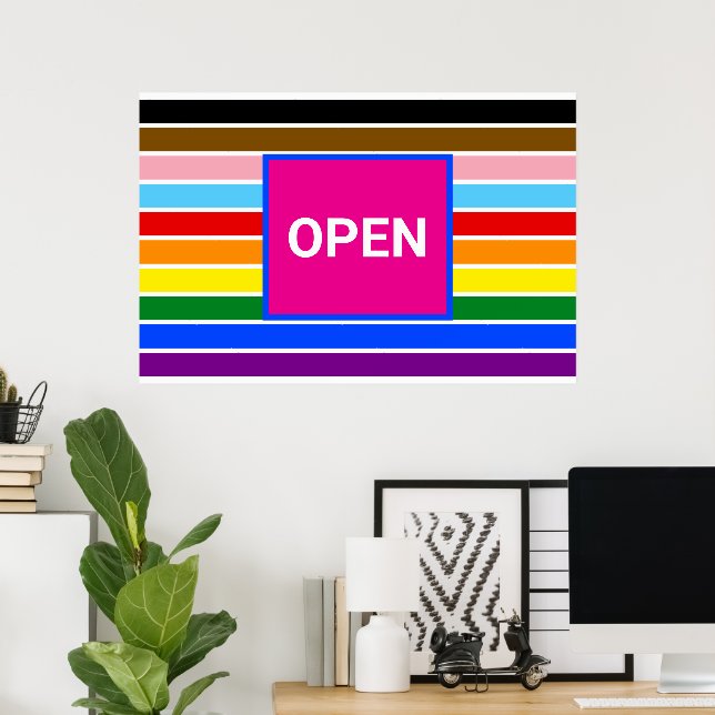 Open Pride Ally Rainbow Progress LGBT LGBTQ Poster (Heimbüro)