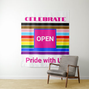 Open Pride Ally Rainbow Progress LGBT LGBTQ Wandteppich