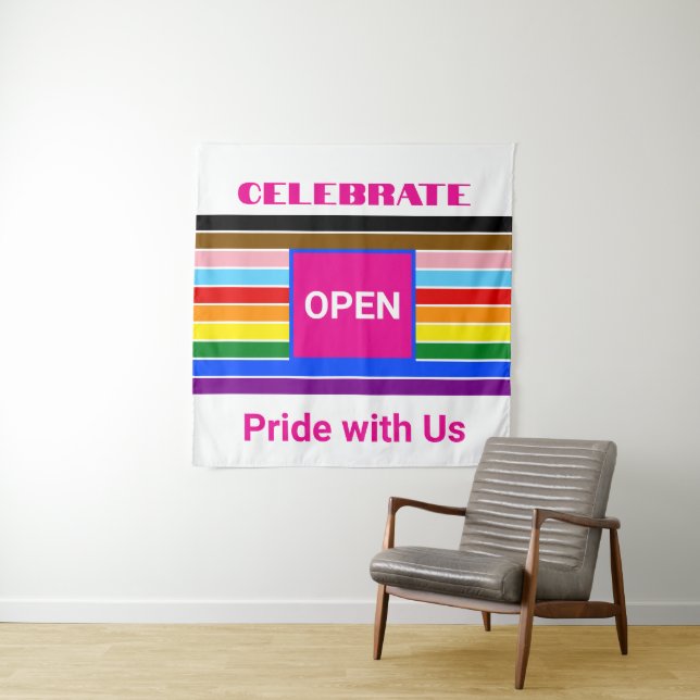 Open Pride Ally Rainbow Progress LGBT LGBTQ Wandteppich (Beispiel)