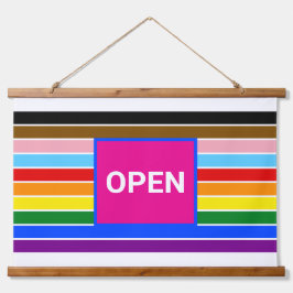 Open Pride Ally Rainbow Progress LGBT LGBTQ Wandteppich Mit Holzrahmen