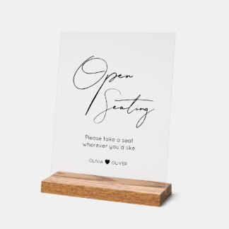 Open seating sign, find your seat pedestal