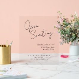 Open Seating Wedding Elegant Minimales Skript Acrylschild