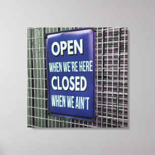 Open Sign Funny, Closed Sign Funny Leinwanddruck