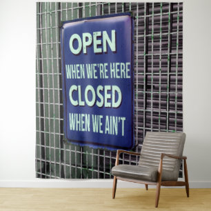 Open Sign Funny, Closed Sign Funny Wandteppich